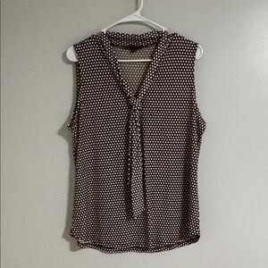 Adrianna Papell Sleeveless Patterned Blouse - Brown, Black, and White